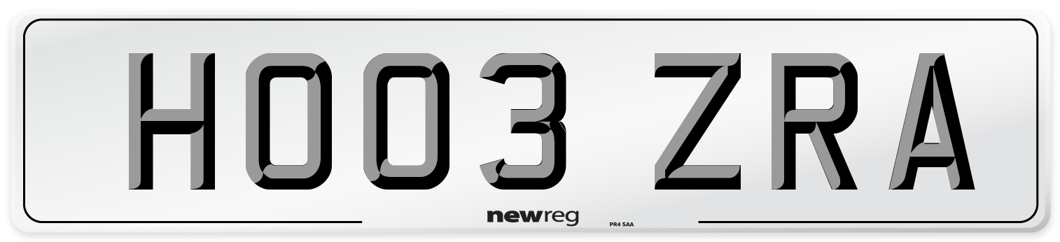HO03 ZRA Number Plate from New Reg